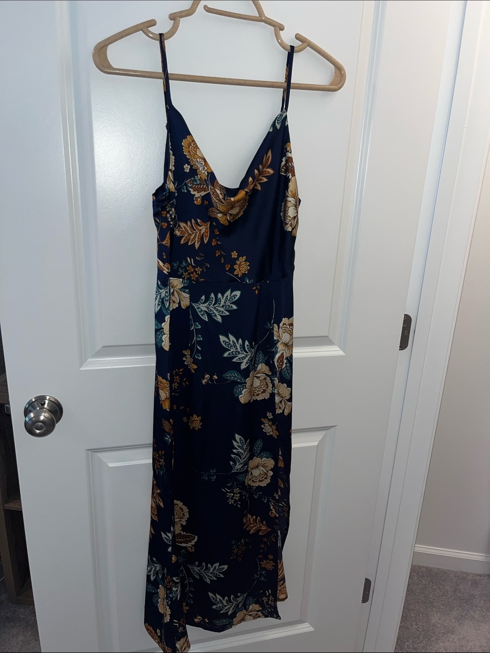 Floral Navy Slip Midi Dress - Navy Floral
